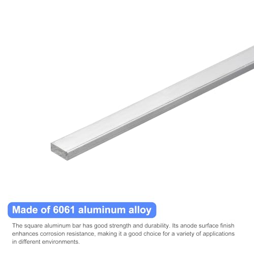 Image of uxcell Square Aluminum Flat Bar, 1 /4 inch Thick 0.6 inch Width 10 inch Length Square Aluminum Bar 6061 Aluminum Flat Plate, 6 x 15 x 254mm T6511 Solid New Mill Stock for Industrial Building
