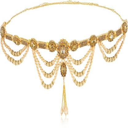 WomenSky Full Waist Crystal Gold Plated Preals Stylish Waistchain/Kamarpatta/Ottiyanam/Kamarband/Tagdi for Women and Girls Wear On Saree/lahnga and Ethnic Wear