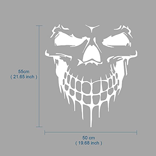 Image of Skull Graphic Car Hood Sticker Self-Adhesive Vinyl Graphics Decals Universal Scratch Hidden Car Sticker 19.68'' x 21.65'', White