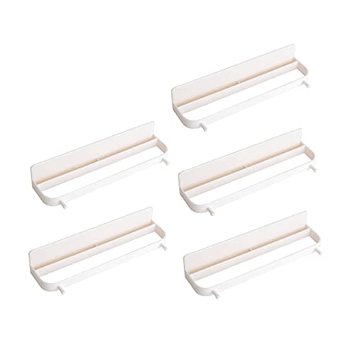 Vaguelly 5Pcs Wall Mounted Slippers Rack Punch Shoes Organizer Creative Bathroom Storage Holder for Tidy Home Easy Installation Self Adhesive Hooks Beige