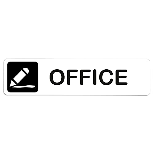 Becral®   Señal adhesiva de PVC OFFICE | Placa puerta EN INGLÉS | Señal informativa | Cartel Puerta 200X50mm
