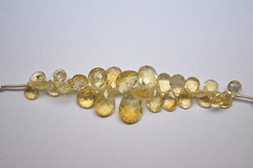 Citrine naturelle briolette perles poire facettée pour création bijoux fil 4 pouces