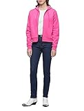 Calvin Klein Jeans Women's Metallic Logo Printed on The Hood Zipper Jacket (Fuchsia Purple, Large)