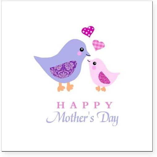 CafePress Happy Mothers Day Bird and Chick Square Car Magnet, Magnetic Bumper Display