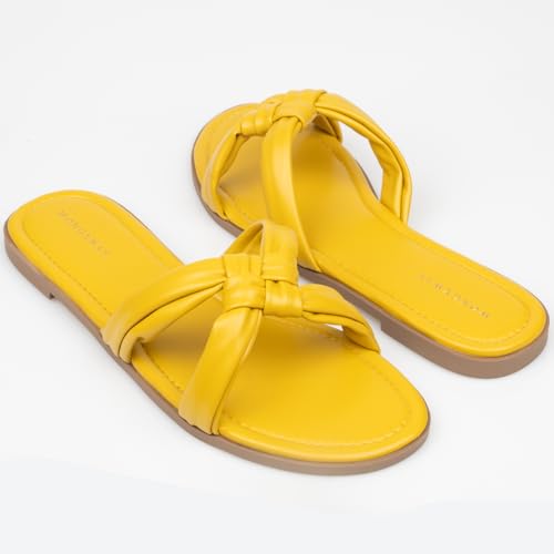 Women Dressy Sandals Strappy Knotted Slide Sandals Cute Comfy Open Toe Slip On Sandals3