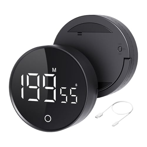 Temporizadores de cocina para cocinar - Temporizadores de cocina | Pantalla LED magnética Temporizador de gimnasio giratorio | Batería de larga duración, herramienta portátil de gestión del tiempo de