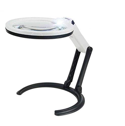 Loupe de bureau 5X pliable avec 10 LED pour lecture et précision