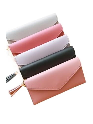Portefeuille femme long rouge en simili cuir souple avec fermeture éclair