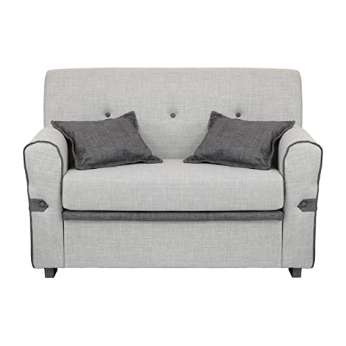 Totò Piccinni Divano 2 Posti in tessuto con Cuscini Imbottito, con Braccioli (Grigio Chiaro)