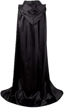 Cape Fantôme Cape Halloween Noire à Capuche - Costume Carnaval Hommes Femmes Enfants - Déguisement Sorcier Vampire Fête Vêtement Carnaval