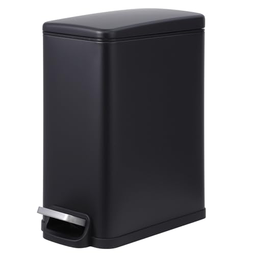 Caneca de basura rectangular negra de acero inoxidable 10 L