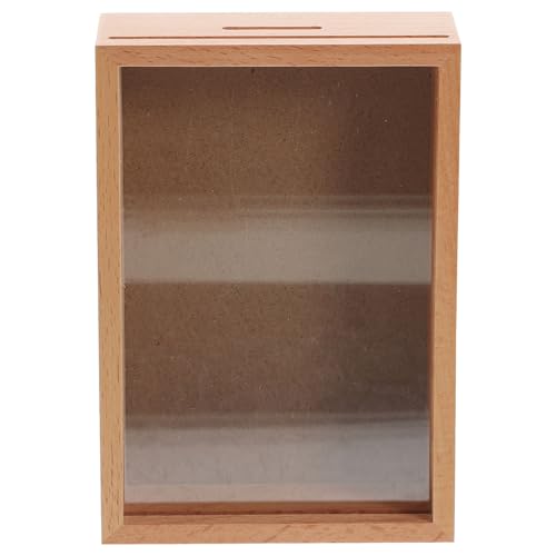Mikikit Alcancía de Madera Diseño Multipropósito y Ventana Transparente, Caja para Ahorrar Dinero Adecuado Decoración del Hogar