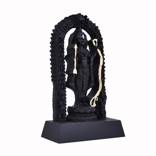 Image of Craftam Polyresin Ram Lalla Idol,Shree Ram Lala Ayodhya Murti Statue for Home Temple Mandir Pooja, Black Decorative Gift for Diwali & Religious Decor(Black,7 Inch)