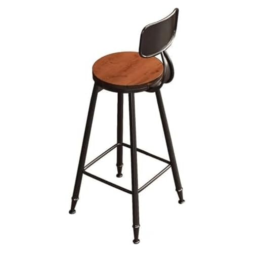 Faxijuan Taburetes Taburete de Bar de Madera Maciza con Respaldo y reposapiés, Silla Alta Industrial for Bar, Taburete Alto for Desayuno, mostrador de Cocina, cafetería, Restaurante y Bar. Comedor