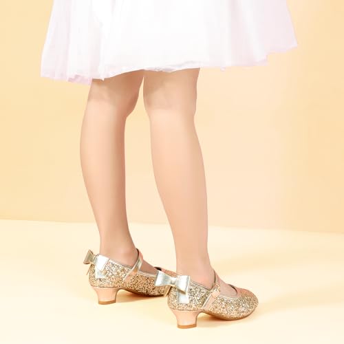 Image of PANDNAINJIA Girls Dress Shoes Toddler Heels Mary Jane Pumps