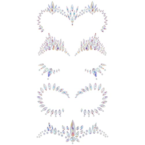 Pierres décoratives pour le visage - Lot de 4 autocollants phosphorescents pour Halloween et Festival