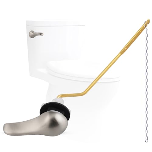 Hygie Rinse Metal Toilet Handle Replacement Kit Universal Side Mount Fit, Toilet Lever Compatible with American Standard/Glacier Bay/Gerber, Toilet Flush Handle with Flapper Chain, Brushed Nickel