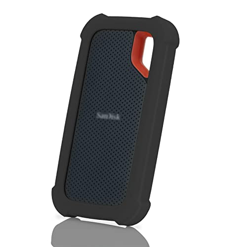 LEFXMOPHY Case Cover Replacement For Sandisk Extreme Portable New Generation Sdssde61 500Gb 1Tb 2Tb 4Tb External Ssd,E61 Soft Silicone Portective Skin Sleeve,External Hard Drives,Black