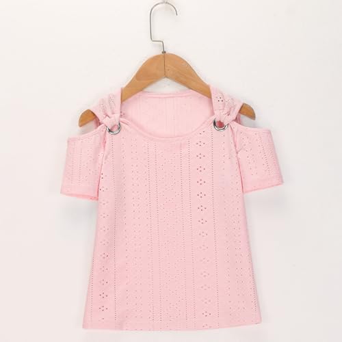 Teen Girls Cold Shoulder Cutouts Basic T Shirts Short Sleeve Hollow Out Tunic Blouses Summer Breathable Casual Cool Kid Tops2