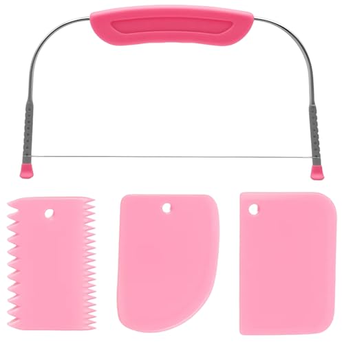 Tortenbodenschneider, Kuchenschneider, Dough Scraper 4-teiliges Set mit Tortenschneidehilfe und Teigschaber, Ideal für Backanfänger und Profis, Zum Schneiden und Schichten von Kuchen, Inklusive Aufbew Tortenbodenschneider, Kuchenschneider, Dough Scraper 4-teiliges Set mit Tortenschneidehilfe und Teigschaber, Ideal für Backanfänger und Profis, Zum Schneiden und Schichten von Kuchen, Inklusive Aufbew