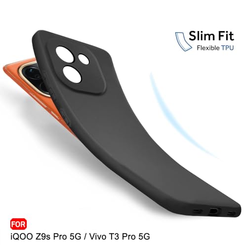 Image of TheGiftKart Sleek Back Cover Case for iQOO Z9s Pro 5G / Vivo T3 Pro 5G | Slim Fit Protective Design | Ultra Matte Finish | Camera Protection Bump | Soft Silicon Back Cover Case (Silicone, Black)