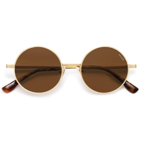 SOJOS Small Round Polarized Sunglasses for Women Men Retro Sun Glasses Vintage Shades UV400 Protection SJ12432
