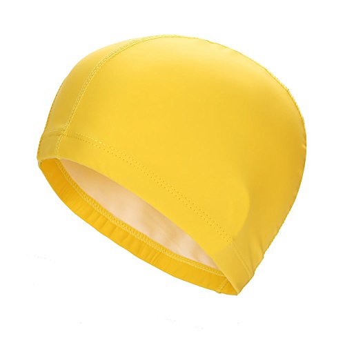 Dengofng - Gorro de natación para adultos, unisex, resistente al agua, protección larga, color blanco, No nulo, amarillo