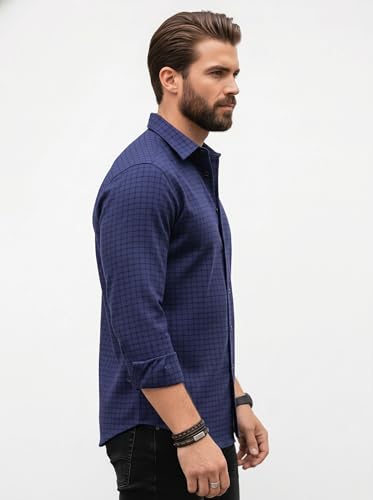 Image of Amazon Brand - INKAST Men's Regular Fit Button Down Dress Shirts Textured Long Sleeve Casual Hawaiian Shirt