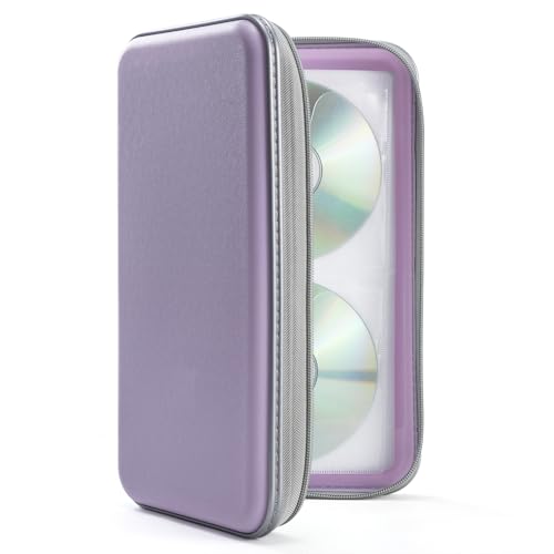 DVSICK DVD Case 96 Capacity Plastic CD Holder Case Portable Travel Protective Zipper DVD Case Holder For Car Storage Wallet Bag(lavender)