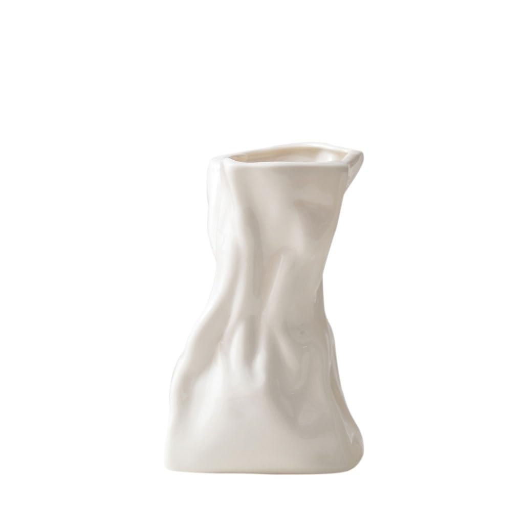 Vase en céramique crème pour décoration de table et salon style ferme