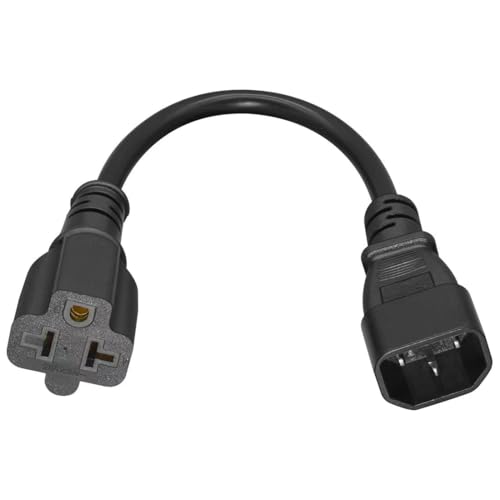 Image of Toptekits C14 to 5-15R /5-20R Comb AC Power Cord,2-in-1 C14 15Amp to T Blade 20Amp AC Cable Converter, IEC 3Pole Plug to USA Female Nema 5-15R Power Cable 1ft /30cm(C14 to 5-15R /5-20R Cord)
