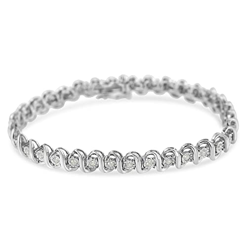 Original Classics .925 Sterling Silver 1.0 Cttw Miracle-Set Round Diamond S-Link Tennis Bracelet (I-J Color, I3 Clarity) -7" #TOP3