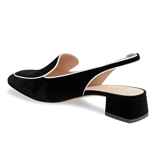 Image of YDN Women Closed Square Toe Block Low Heels Slingback Formal Loafer Dressy Shoes Office Lady Pump Size 4-15 US
