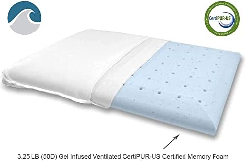 Bluewave Bedding Ultra Slim Gel Memory Foam Pillow for Stomach and Back Sleepers - Thin, Flat Design for Cervical Neck Alignment and Deeper Sleep (2.75-Inches Height, Full Pillow Shape, Standard Size)