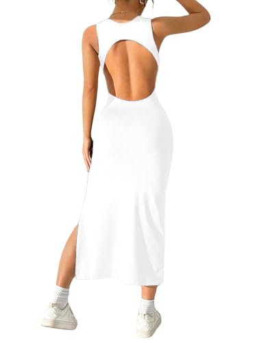 Image of Aahwan Women Bodycon Black Solid Simple Sleeveless Fish Tail Hem Backless Dress