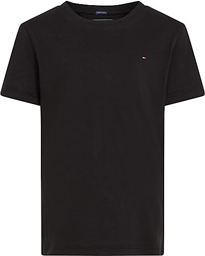 Tommy Hilfiger Jungen T-Shirt Kurzarm Rundhalsausschnitt, Schwarz (Meteorite), 16 Jahre
