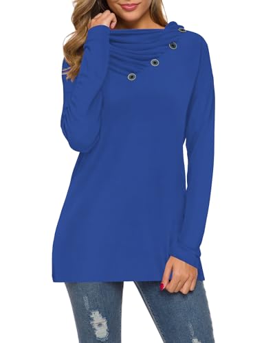 Image of WEACZZY Women's Long Sleeve Shirts Button Cowl Neck Casual Loose Tunic Tops Blouse Dressy Fashion 2026