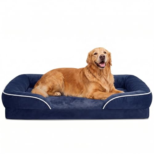 WAVVE 112x81x16 cm Cama para Perros Grandes Cama Ortopedica para Perros Lavable Espuma Viscoelástica Desenfundable e Impermeable