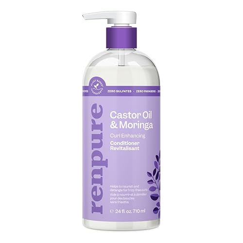 Renpure Castor Oil & Moringa Curl Enhancing Conditioner - For Moisturized Detangled & Frizz-Free Curls - With Castor Oil & Moringa Seed Oil - For Wavy to Curly Hair -24 Fl Oz