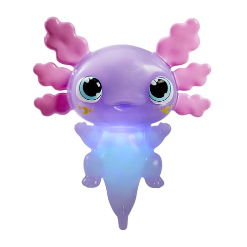 Animagic Let’s Glo Axolotl – Lila Pastell, Elektronisches Haustier Kinder ab 4 Jahren, Sensorisches Spiel & Taktile Erfahrung, Leuchte im Dunkeln, Kuscheltier DASS Schwimmt & Leuchtet im Wasser