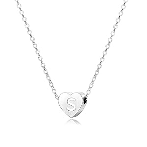 KENYG S925 Silver A-Z Capital Initial Heart Pendant Necklaces for Women Girls Lady for Christmas Birthday Graduation,Women Choker Tiny Necklaces Fashion Jewellery