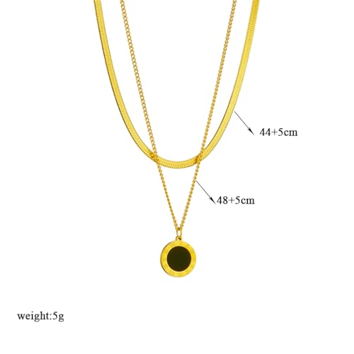 Collier 2 chaînes avec pendentif cadran romain géométrique - 5