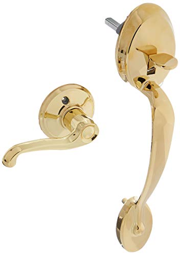Schlage FE285PLY505FLARH Lifetime Polished Brass Plymouth Lower Handleset for Electronic Keypad with Flair Interior Right Handed Lever