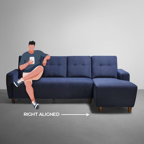 Image of Sleepyhead Yolo Designed by Duroflex - 3 Seater Sofa, RHS L Shape Sofa Set |Premium Fabric, Plush 3-Layer Cushioning |Modern Buttonless Tufted & Anti-Sag Comfort |3 Years Warranty - Berry Blue