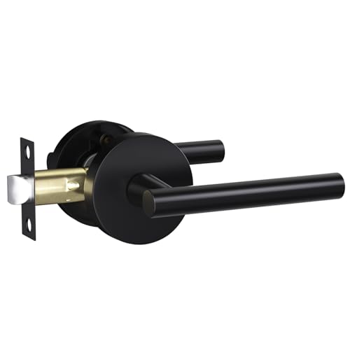 Image of Goldenwarm 1 Pack Matte Black Passage Door Handle Black Door Handles Interior Zinc Alloy Heavy Duty Reversible Passage Door Levers for for Hallways and Closets(no Lock)