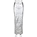 LEOROO Long Skirts for Women Trendy High Waisted A Line Business Casual Leather Maxi Skirt with Slit Dressy(Silver,XL)