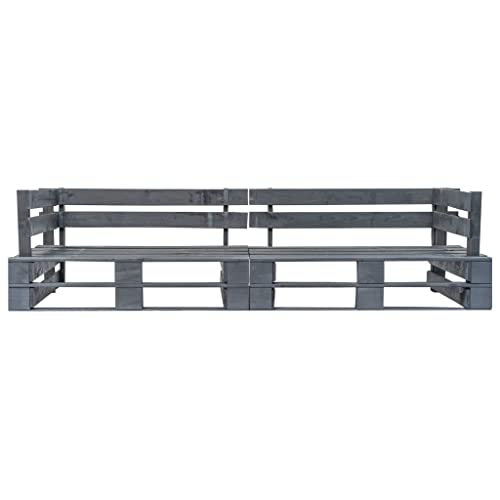 Sofá palé de jardín de 2 plazas de madera gris de 220 cm para terraza 3