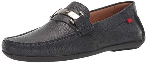 MARC JOSEPH NEW YORK Men's Leather Made in Brazil Bryant Park Driver Driving Style Loafer, Navy Grainy, 9 M US