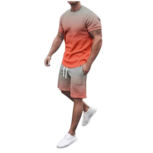 Ensemble d'été 2 pièces pour homme avec short et chemise légère imprimée 3D