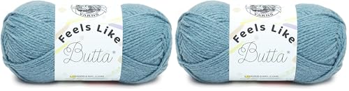 Image of Lion Brand Yarn Feels Like Butta Soft Yarn for Crocheting and Knitting, Velvety, 2-Pack, Dusty Blue